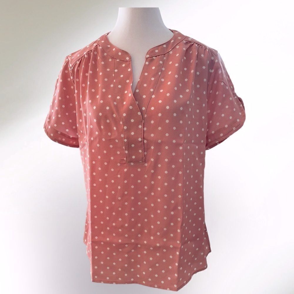 SOFT‎ MAUVE POLKA DOT SHORT SLEEVE TOP BY ALLEGRA